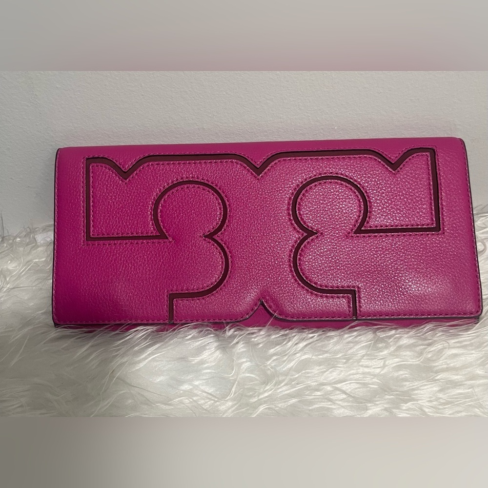 Pink Tory Burch Serif clutch